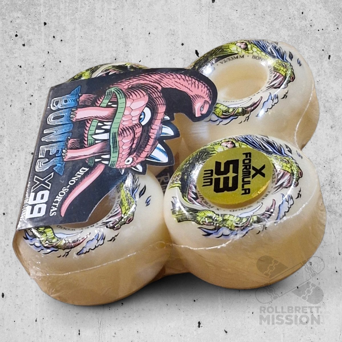 Bones X - Formula 99A 53mm V5 Trey Wood Dino - Sortas Wheels - Skateboard - Rollen - Rollbrett Mission