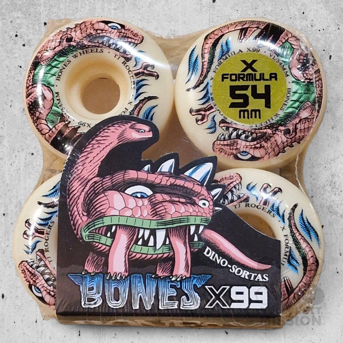 Bones X - Formula 99A 54mm V1 TJ Rogers Dino - Sortas Wheels - Skateboard - Rollen - Rollbrett Mission