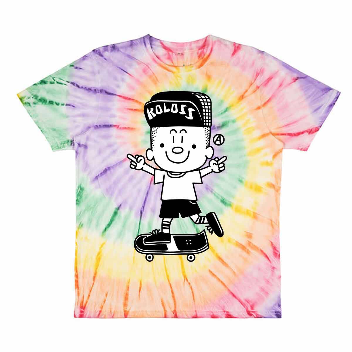 Koloss Kids T - Shirt Rollbrett tie dye batik - Rollbrett Mission