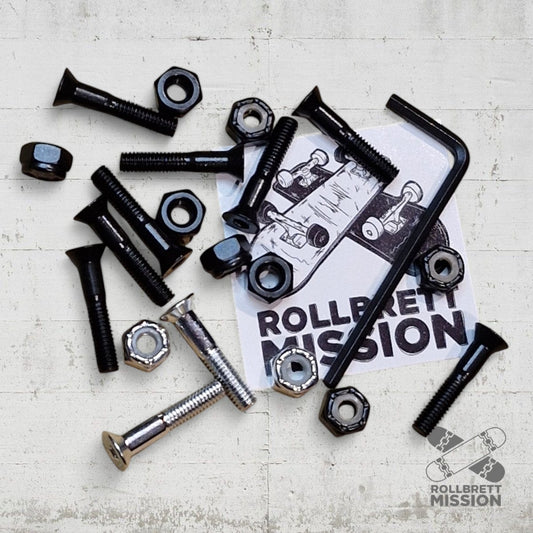 Montageschrauben 1" Inbus 8+2 schwarz+silber Skateboard Bolts - Skateboard - Kleinteile - Rollbrett Mission