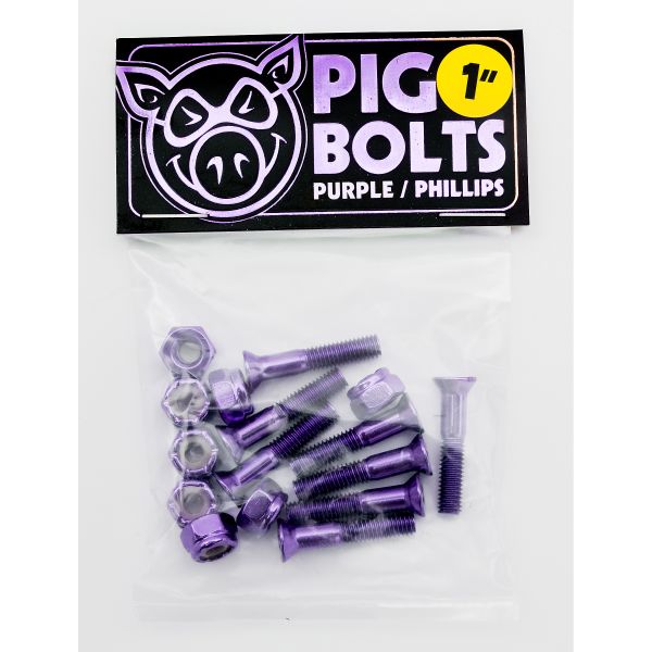 Pig Bolts 1" Kreuz Philips anodized purple Bolts Montageschrauben - Skateboard - Kleinteile - Rollbrett Mission