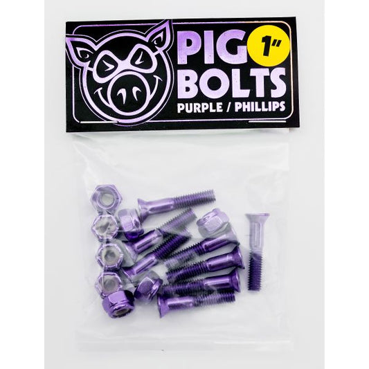 Pig Bolts 1" Kreuz Philips anodized purple Bolts Montageschrauben - Skateboard - Kleinteile - Rollbrett Mission