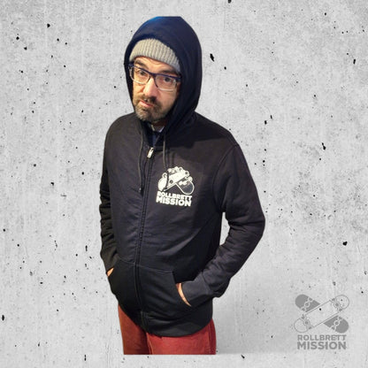 Rollbrett Mission 3D Logo Organic Hooded Zipper black - Kapuzenjacke - Rollbrett Mission