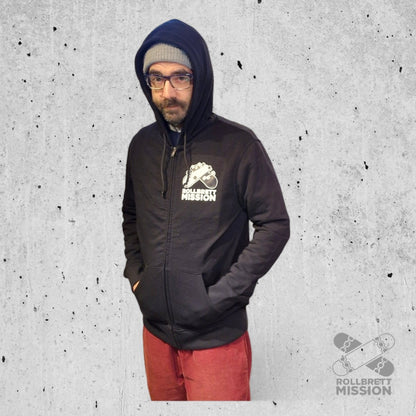 Rollbrett Mission 3D Logo Organic Hooded Zipper black - Kapuzenjacke - Rollbrett Mission