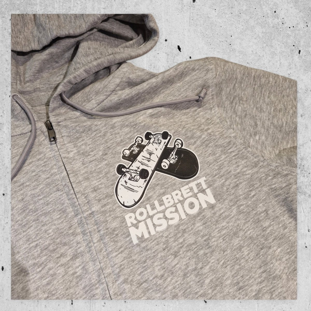 Rollbrett Mission 3D Logo Organic Hooded Zipper heather grey - Kapuzenjacke - Rollbrett Mission