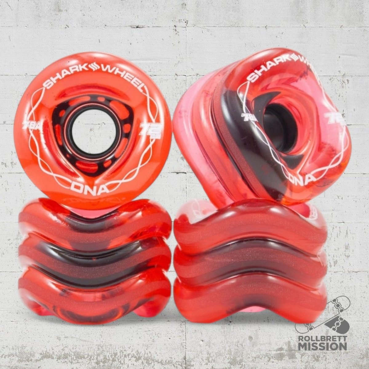 Shark Wheels DNA 78A 72mm transparent red - Skateboard - Rollen - Rollbrett Mission