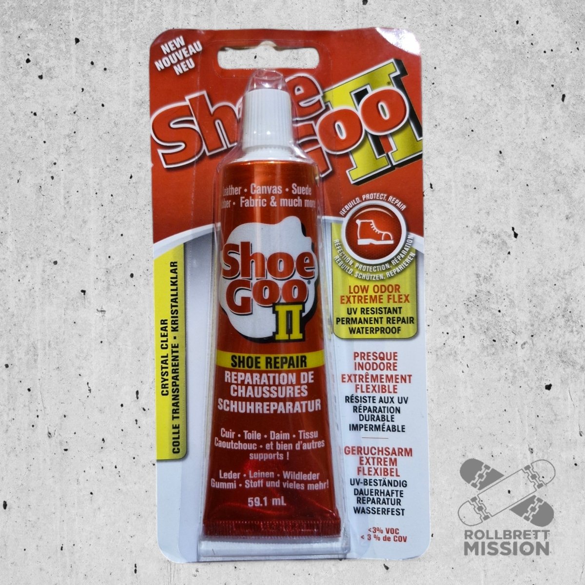 Shoe Goo II clear 59,1 ml Tube Schuhreparatur Kleber - Skateboard - Kleinteile - Rollbrett Mission