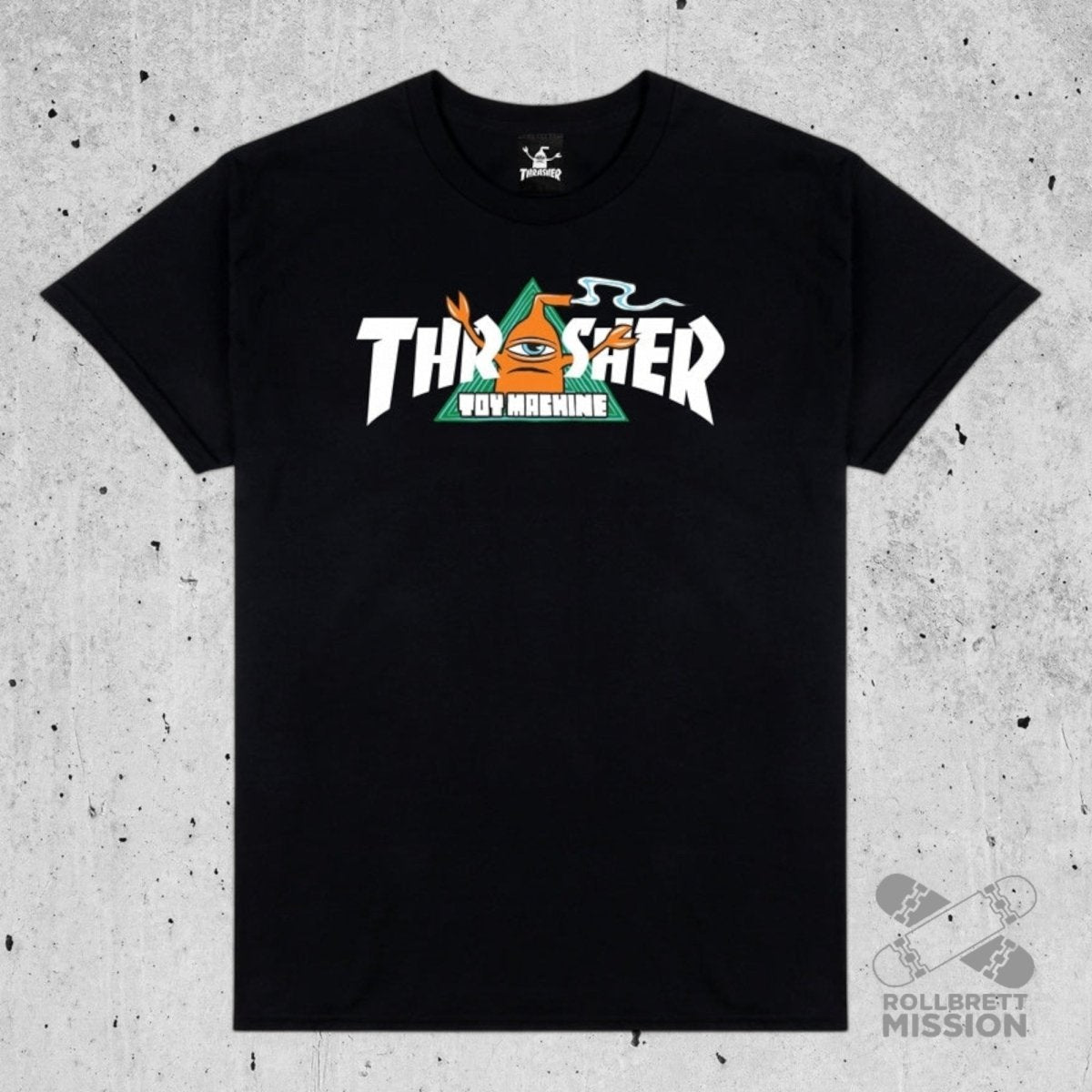 Thrasher x Toy Machine T-Shirt Vortex black - Rollbrett Mission